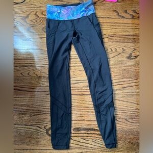 Ivivva Black Leggings with Blue and Purple Waistband